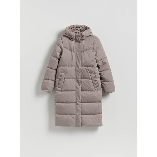 Reserved - Długa kurtka z kapturem - beżowy ze sklepu Reserved w kategorii Kurtki damskie - zdjęcie 187603057