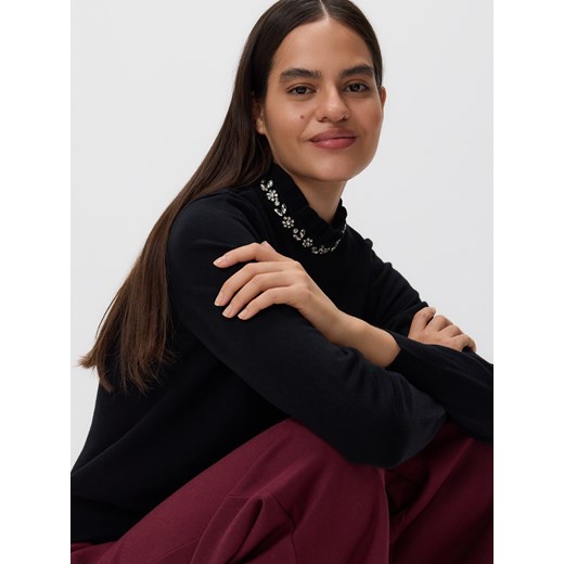 Reserved - Sweter z ozdobną aplikacją - czarny ze sklepu Reserved w kategorii Swetry damskie - zdjęcie 187603066
