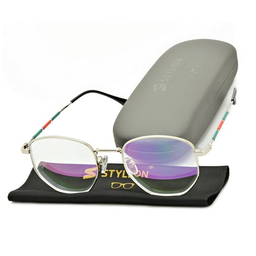 Okulary zerówki z antyrefleksem ST316A moc: 0.00 srebrne ze skazą! Stylion Stylion wyprzedaż
