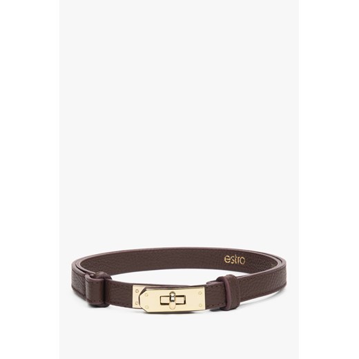 Estro: Elegancki damski bordowy pasek z włoskiej naturalnej skóry Premium ze sklepu Estro w kategorii Paski damskie - zdjęcie 187604228