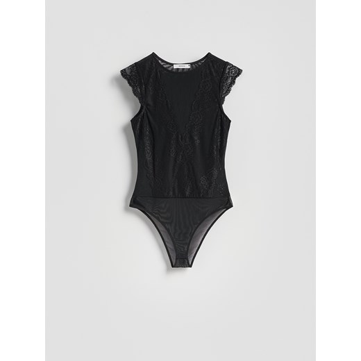 Reserved - Siateczkowe body z koronką - czarny ze sklepu Reserved w kategorii Body damskie - zdjęcie 187604467