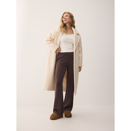 Reserved - Płaszcz z tkaniny boucle - kremowy ze sklepu Reserved w kategorii Płaszcze damskie - zdjęcie 187604536
