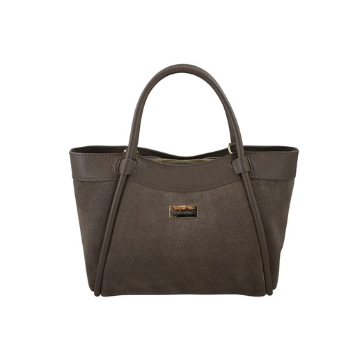 Elegancka torebka ze skóry zamszowej - Beżowa ciemna ze sklepu butyolivier w kategorii Kuferki - zdjęcie 187604937