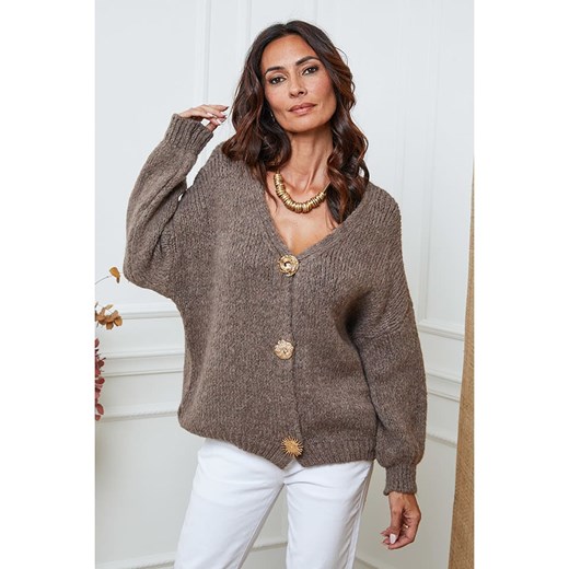 So Cachemire Kardigan &quot;Believe&quot; w kolorze szarobrązowym ze sklepu Limango Polska w kategorii Swetry damskie - zdjęcie 187605479