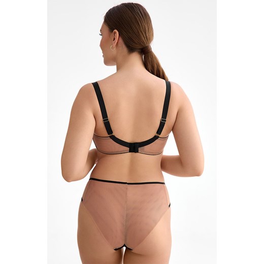 Figi damskie tangi beżowo-czarne Salma C511, Kolor beżowo-czarny, Rozmiar L, Ewa Bien ze sklepu Intymna w kategorii Majtki damskie - zdjęcie 187605868