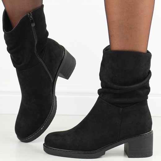 Czarne botki damskie na obcasie Potocki 51303 ze sklepu suzana.pl w kategorii Botki - zdjęcie 187606789