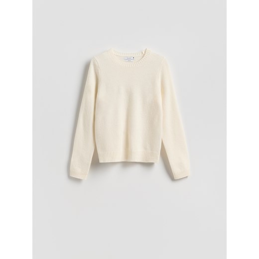 Reserved - Wełniany sweter - kremowy ze sklepu Reserved w kategorii Swetry damskie - zdjęcie 187606947