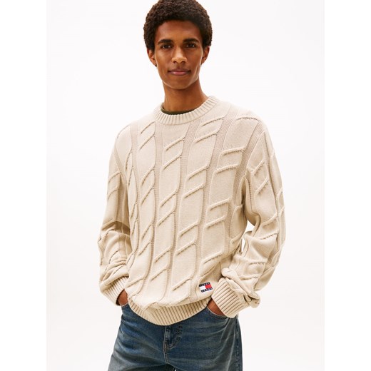 Tommy Jeans Męski sweter z dzianiny Mężczyźni Bawełna melanżowy jednolity ze sklepu vangraaf w kategorii Swetry męskie - zdjęcie 187607037