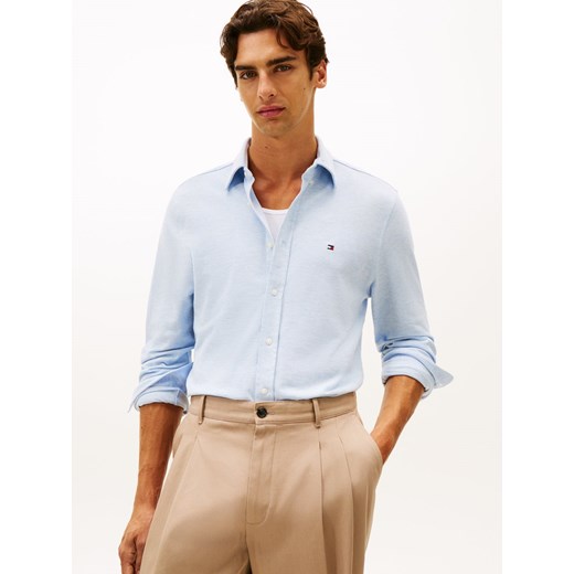 Tommy Hilfiger Męska koszula casual Mężczyźni Regular Fit Bawełna jasnoniebieski marmurkowy ze sklepu vangraaf w kategorii Koszule męskie - zdjęcie 187607046