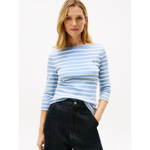 Tommy Hilfiger Damska koszulka o długości 3/4 Kobiety Bawełna jasnoniebieski w paski ze sklepu vangraaf w kategorii Bluzki damskie - zdjęcie 187607047