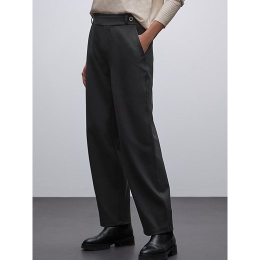 Street One Damskie spodnie z dżerseju Kobiety czarny jednolity ze sklepu vangraaf w kategorii Spodnie damskie - zdjęcie 187607066