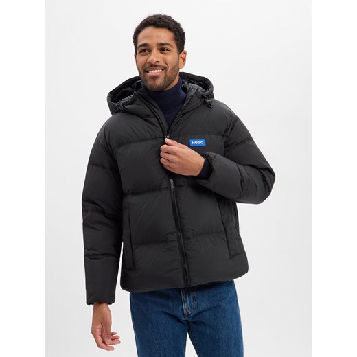 HUGO BLUE Męska kurtka pikowana - Bodo Mężczyźni Sztuczne włókno czarny jednolity ze sklepu vangraaf w kategorii Kurtki męskie - zdjęcie 187607097