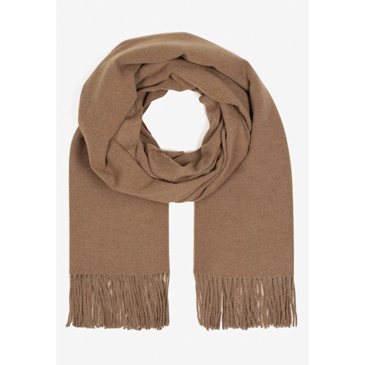 Ciemnobeżowy Szalik Długi z Frędzlami z Domieszką Wełny Torilisa ze sklepu born2be.pl w kategorii Szaliki i chusty damskie - zdjęcie 187607485