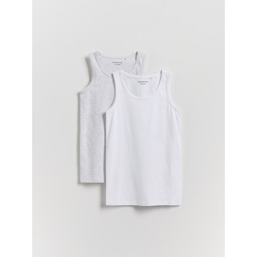 Reserved - Bawełniany podkoszulek 2 pack - jasnoszary ze sklepu Reserved w kategorii Podkoszulki dziecięce - zdjęcie 187607576