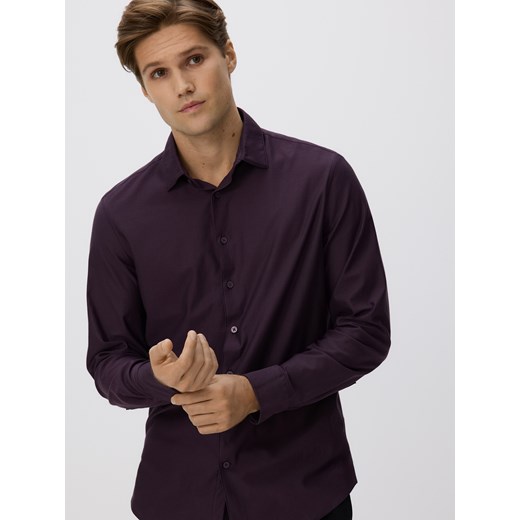 Reserved - Koszula slim fit z bawełną - fioletowy Reserved S Reserved