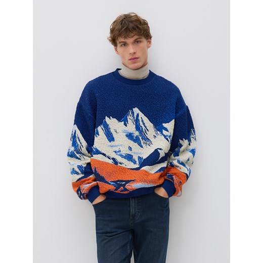 Reserved - Bluza z nadrukiem - granatowy ze sklepu Reserved w kategorii Bluzy męskie - zdjęcie 187608006