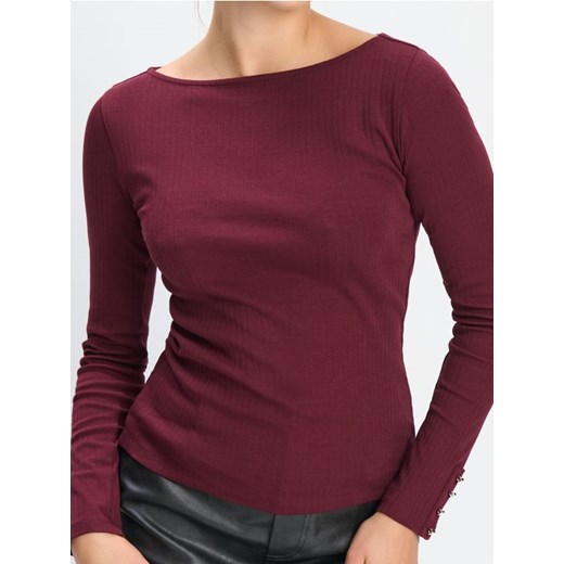 Sinsay - Bluzka z długimi rękawami - bordowy Sinsay XL Sinsay