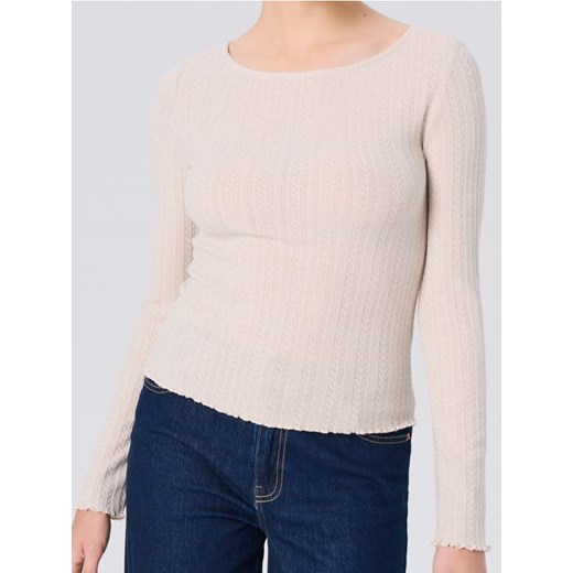Sinsay - Bluzka z długimi rękawami - beżowy ze sklepu Sinsay w kategorii Bluzki damskie - zdjęcie 187610029