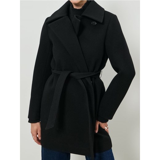 Sinsay - Płaszcz z paskiem - czarny ze sklepu Sinsay w kategorii Płaszcze damskie - zdjęcie 187610056
