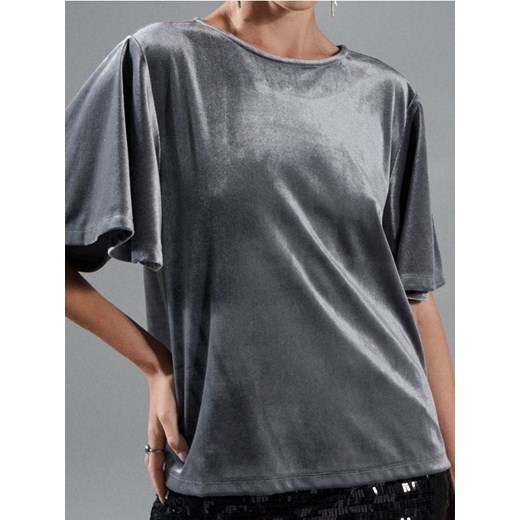 Sinsay - Koszulka z krótkim rękawem - srebrny ze sklepu Sinsay w kategorii Bluzki damskie - zdjęcie 187610089