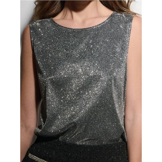 Sinsay - Błyszczący top - srebrny ze sklepu Sinsay w kategorii Bluzki damskie - zdjęcie 187610109
