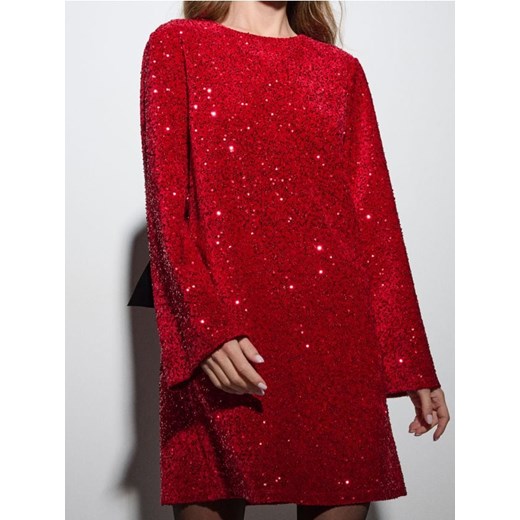 Sinsay - Sukienka mini z cekinami - bordowy ze sklepu Sinsay w kategorii Sukienki - zdjęcie 187610116