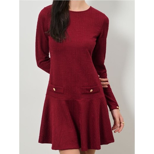 Sinsay - Rozkloszowana sukienka mini - bordowy ze sklepu Sinsay w kategorii Sukienki - zdjęcie 187610179