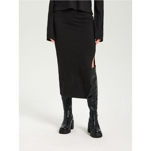 Sinsay - Spódnica midi z gumką w pasie - czarny ze sklepu Sinsay w kategorii Spódnice - zdjęcie 187610216