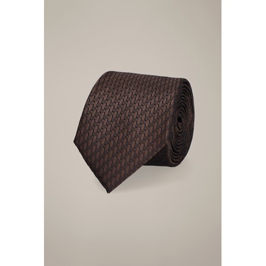 Krawat Brązowy Wzór Geometryczny ze sklepu Lancerto S.A. w kategorii Krawaty - zdjęcie 187610789