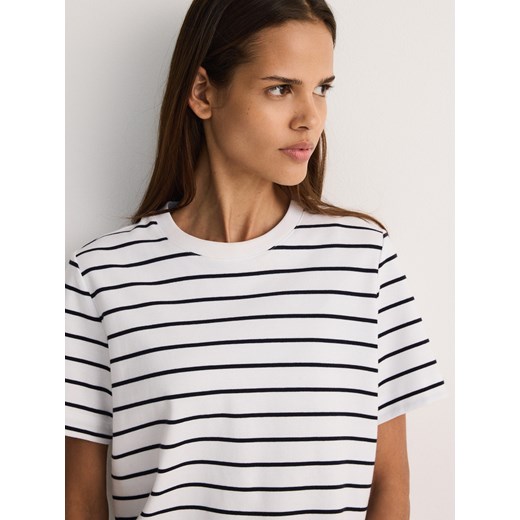 Reserved - T-shirt z bawełny merceryzowanej - wielobarwny ze sklepu Reserved w kategorii Bluzki damskie - zdjęcie 187610846