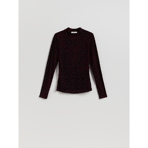 Reserved - Longsleeve w kwiatowy wzór - bordowy ze sklepu Reserved w kategorii Bluzki damskie - zdjęcie 187611156