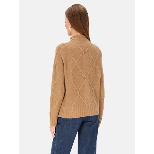 Camelowy półgolf damski z ozdobnym wzorem L’AF Molly XL Eye For Fashion