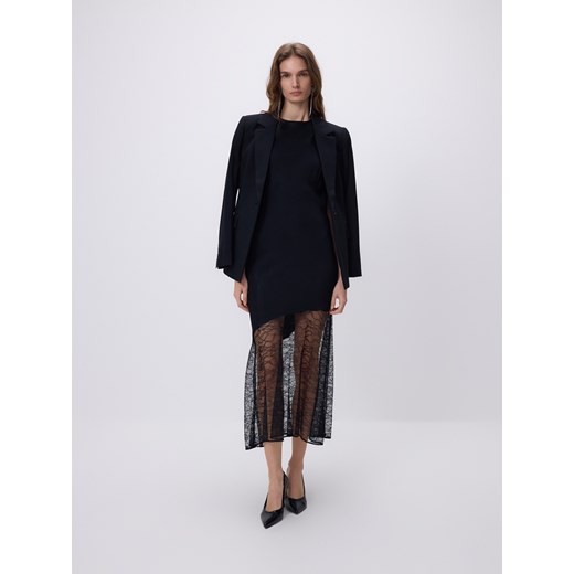 Reserved - Sukienka midi z koronką - czarny ze sklepu Reserved w kategorii Sukienki - zdjęcie 187612519