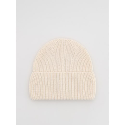 Reserved - Wełniana czapka z dodatkiem kaszmiru - kremowy ze sklepu Reserved w kategorii Czapki zimowe damskie - zdjęcie 187612576