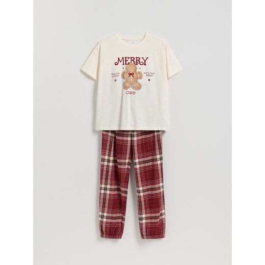 Reserved - Piżama ze świątecznym motywem - czerwony ze sklepu Reserved w kategorii Piżamy damskie - zdjęcie 187612705