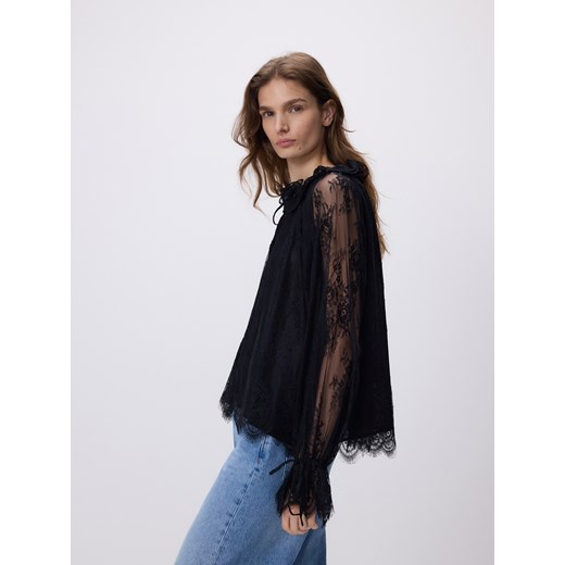 Reserved - Koronkowa bluzka - czarny ze sklepu Reserved w kategorii Bluzki damskie - zdjęcie 187614137