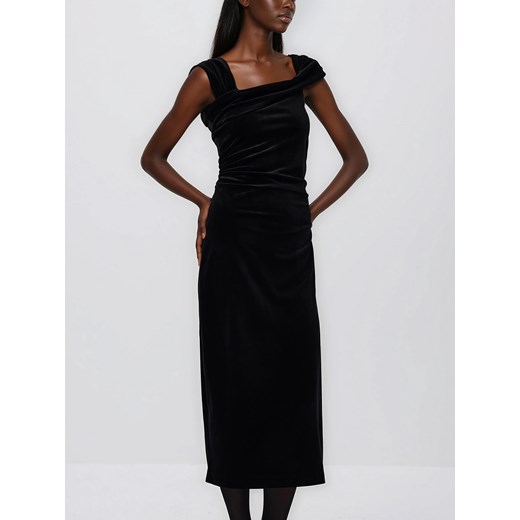 Reserved - Welurowa sukienka midi - czarny ze sklepu Reserved w kategorii Sukienki - zdjęcie 187614188