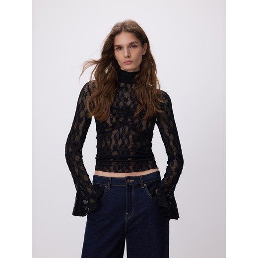 Reserved - Koronkowa bluzka - czarny ze sklepu Reserved w kategorii Bluzki damskie - zdjęcie 187614399