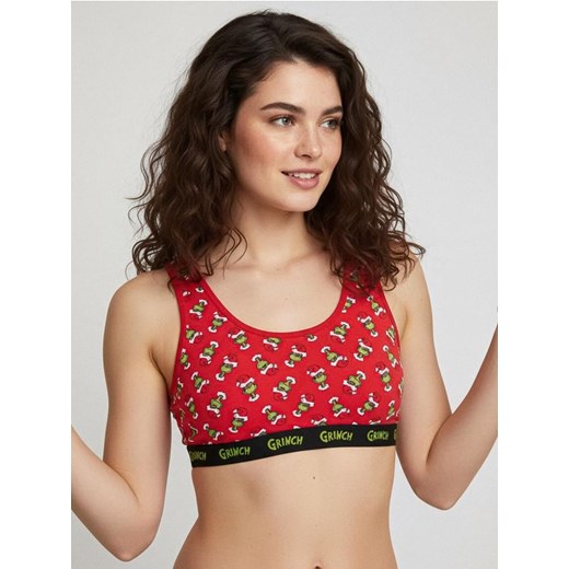 Sinsay - Top ze wzorem Grinch - czerwony ze sklepu Sinsay w kategorii Biustonosze - zdjęcie 187615328