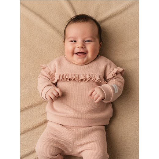 Sinsay - Bawełniana bluza z falbaną - różowy ze sklepu Sinsay w kategorii Odzież dla niemowląt - zdjęcie 187615338