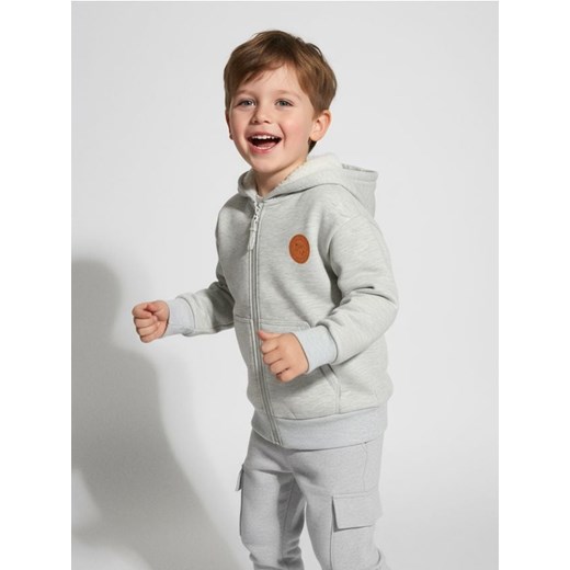 Sinsay - Cieplejsza bluza z kapturem z ozdobną naszywką - szary ze sklepu Sinsay w kategorii Bluzy chłopięce - zdjęcie 187615386