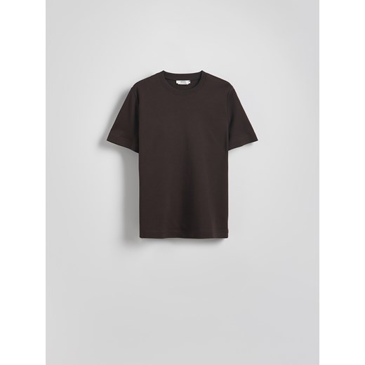 Reserved - T-shirt z bawełny merceryzowanej - brązowy ze sklepu Reserved w kategorii Bluzki damskie - zdjęcie 187616587