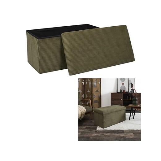 THE HOME DECO FACTORY Skrzynia-siedzisko w kolorze khaki - 76 x 38 x 38 cm ze sklepu Limango Polska w kategorii Pufy i siedziska - zdjęcie 187617435