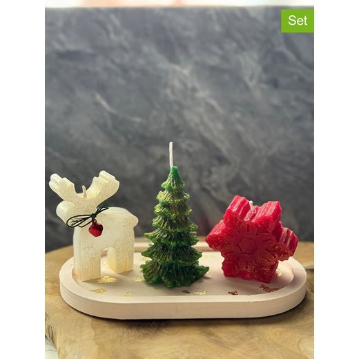 ABERTO DESIGN 4-częściowy zestaw w kolorze kremowo-zielono-czerwonym ze sklepu Limango Polska w kategorii Świece i dyfuzory - zdjęcie 187617686