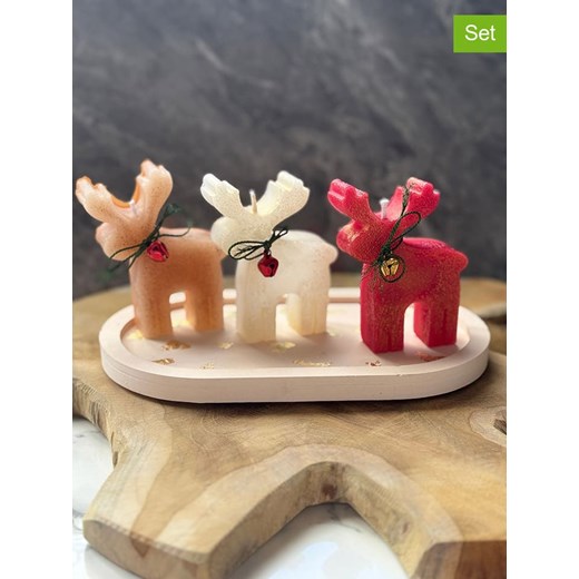 ABERTO DESIGN 4-częściowy zestaw w kolorze beżowo-kremowo-czerwonym ze sklepu Limango Polska w kategorii Świece i dyfuzory - zdjęcie 187617688