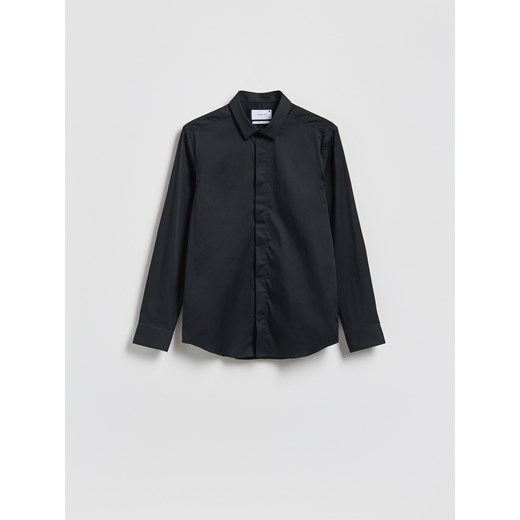 Reserved - Gładka koszula super slim fit - czarny ze sklepu Reserved w kategorii Koszule męskie - zdjęcie 187618417