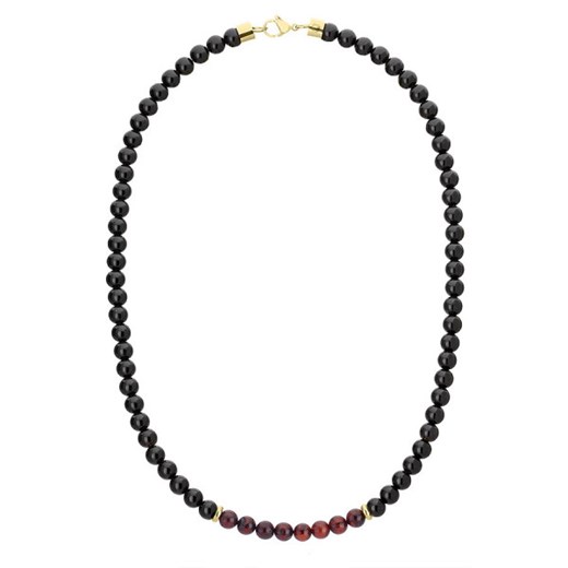 Naszyjnik męski z koniakowym bursztynem i czarnym turmalinem naturalne kamienie ze sklepu manoki.pl w kategorii Naszyjniki męskie - zdjęcie 187618839