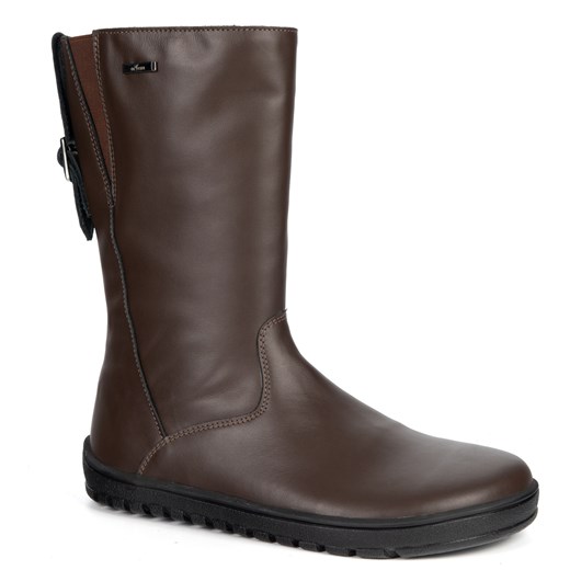 Kozaki barefoot Vivian skórzane do połowy łydki zimowa podeszwa zero drop brązowe licowe ze sklepu butyolivier w kategorii Botki - zdjęcie 187619597