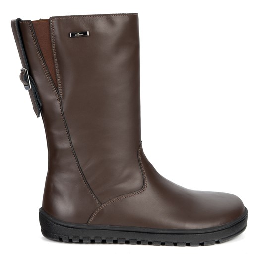 Kozaki barefoot Vivian skórzane do połowy łydki zimowa podeszwa zero drop brązowe licowe ze sklepu butyolivier w kategorii Botki - zdjęcie 187619636