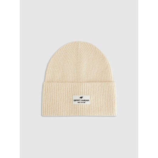 Damska czapka beanie 4F 4FRAW25ACAPF0725 - beżowa ze sklepu Sportstylestory.com w kategorii Czapki zimowe damskie - zdjęcie 187619708